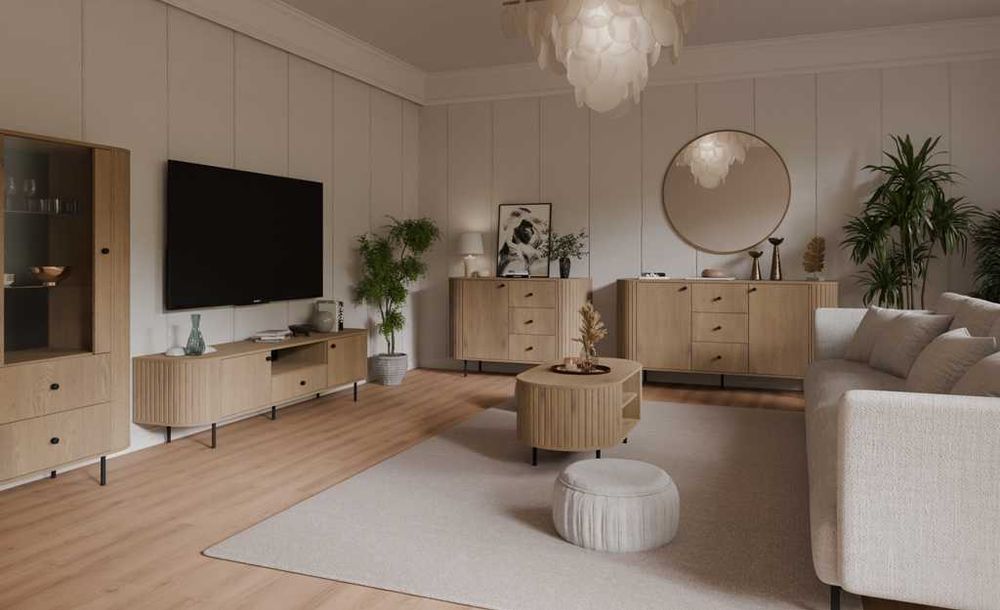 Zestaw mebli do salonu Ovalio w kolorze dąb cremona - darmowa dostawa