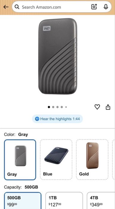 Disco SSD WD Passport Silver 500GB