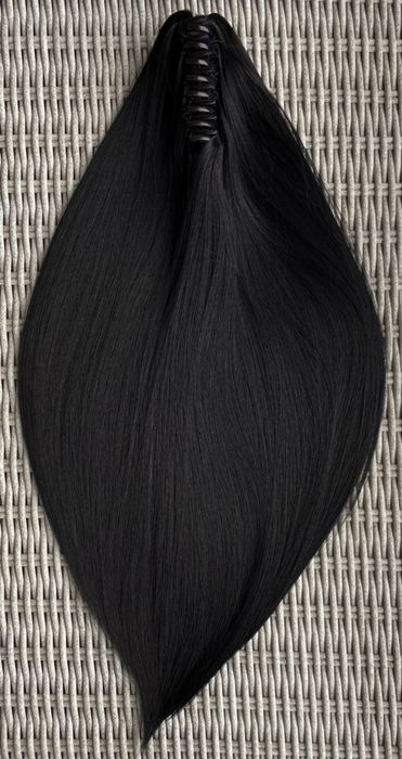 Premium Ultra włosy doczepiane, czarny, kucyk, treska, klamra 244.