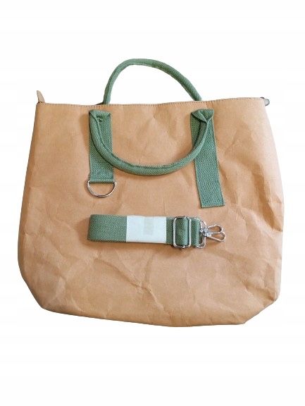 Torebka Damska SHOPPER na ramię z Wegańskiego papieru KRAFT WOLA BEŻ