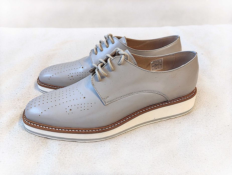 szare skórzane półbuty oxfordki Gino Rossi model Ida r. 39