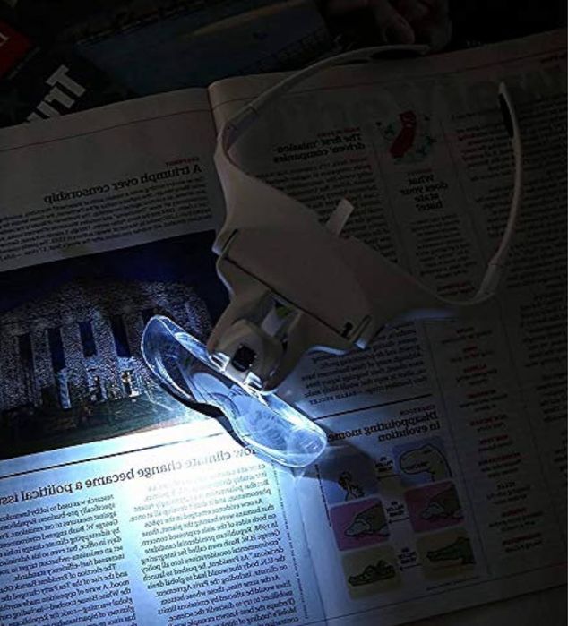 Lupa na Glowe z Oswietleniem LED, Biala