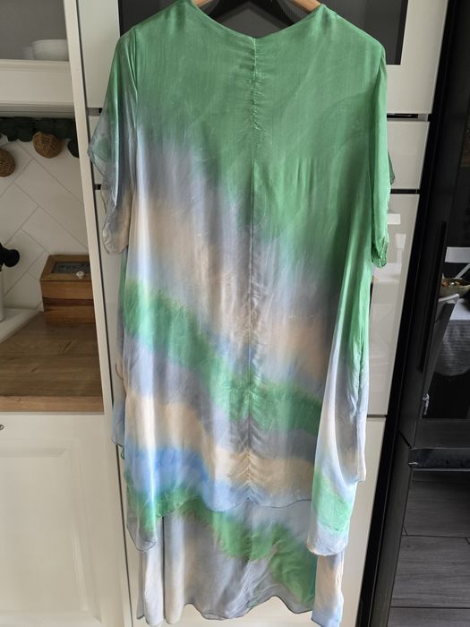 Sukienka jedwabna Made in Italy 42 zwiewna przewiewna