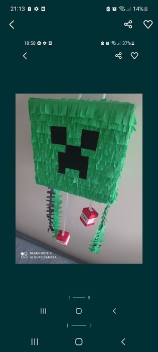 Piniata glowaminecraft z bombami z kijem