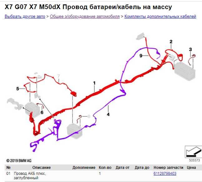 Силовой провод АКБ Bmw X7  ( 61128798402 )