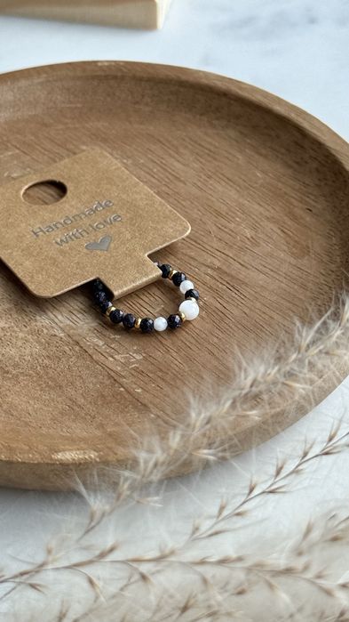 Pierścionek z naturalnych kamieni Moon Dust mindihandmade.pl