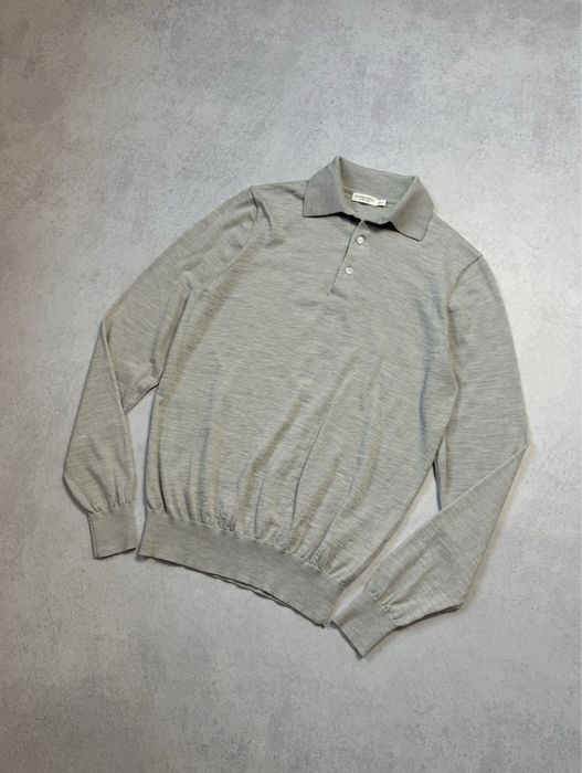 Свитер с воротником Suitsupply 100% Pure Wool мужской в стиле old money оригинал. Чоловічий светр Suitsupply із 100% вовни сірого кольору оригінал