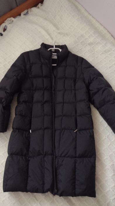 Damski płaszcz puchowy, długa kurtka puch naturalny, pierze r.46