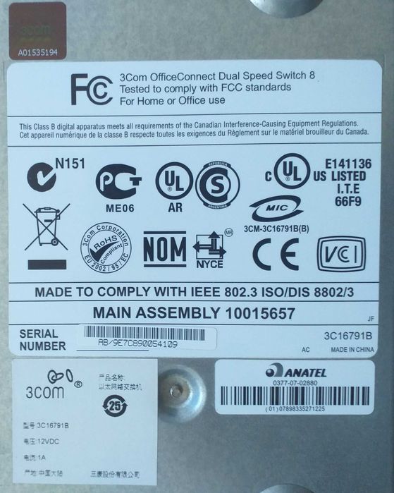 Switch 3Com officeconnect dual speed switch 8 em excelente estado64551468734467124
