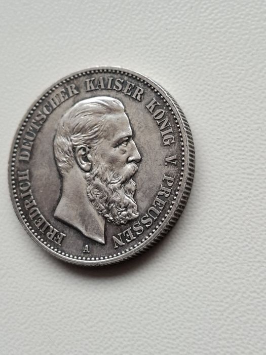 Piękne 2 Marki 1888 A Prusy  Srebro, Fryderyk III Oryginał Rzadka