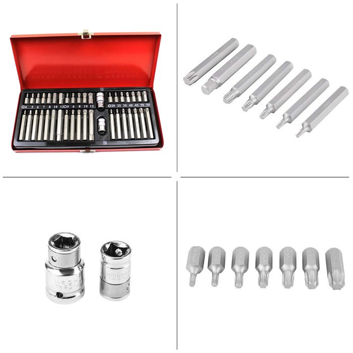Conjunto DE 44 brocas Torx T20-T60 H4-H12 etc NOVO