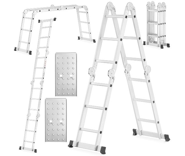 Wielofunkcyjna DRABINA PRZEGUBOWA aluminiowa 4x3 z PODESTEM - Promocja