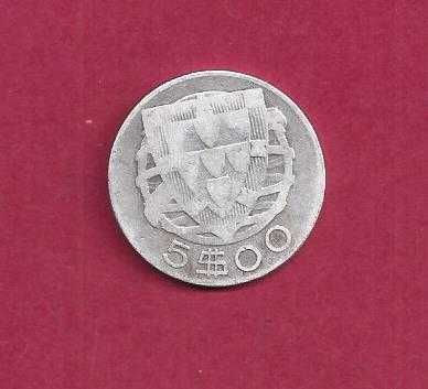 REPUBLICA     5  Escudos  1946  Prata