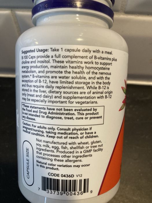 Suplemento NOW B 100 vitaminas complexo B