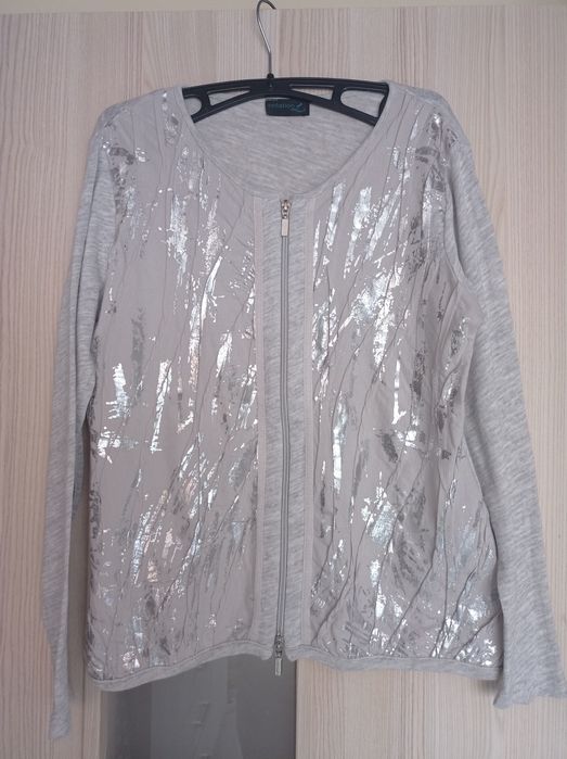 Cienki sweterek sweter na zamek damski szary