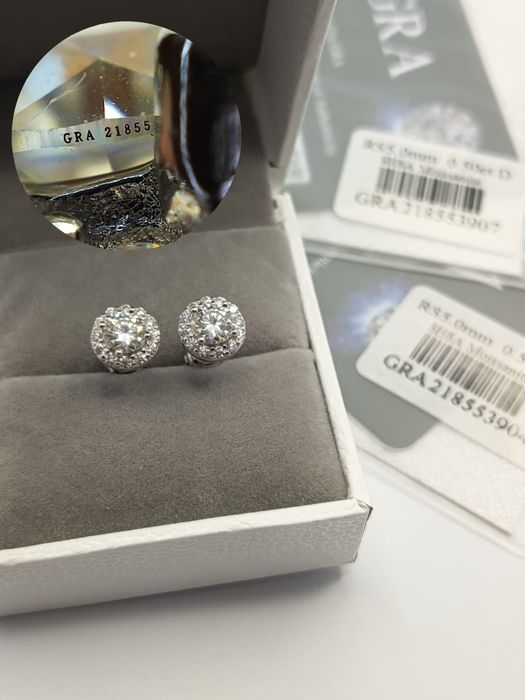 Piękne nowe kolczyki z moissanitem GRA 0.5 ct - srebro 925