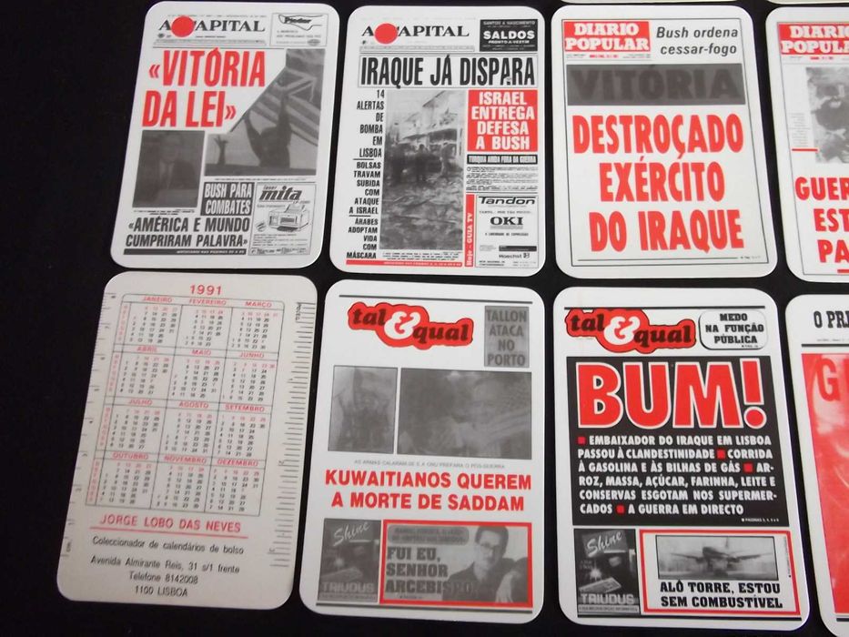 Colecção de 84 calendários Guerra do Golfo 1991