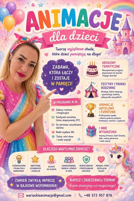 Animacje dla  dzieci eventy urodzinki obsługa festyny hotele

Zorganiz