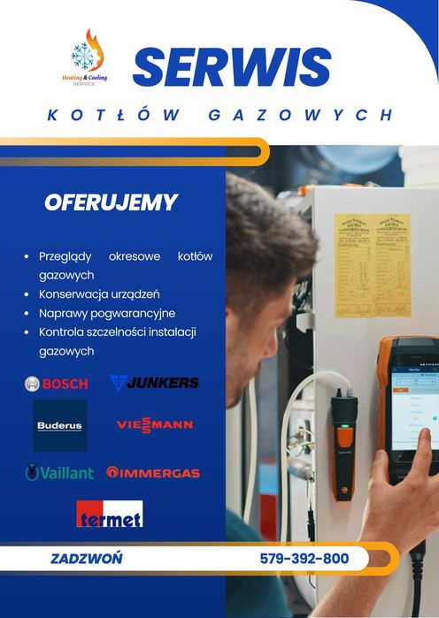 Serwis, pieców kotłów gazowych JUNKERS, VAILLANT, VIESSMANN, BUDERUS