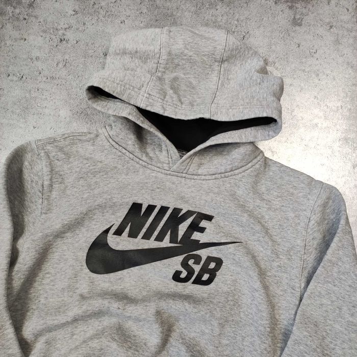 MĘSKA Bluza z Kapturem Hoodie Duże Logo Szara Nike SB Skateboarding