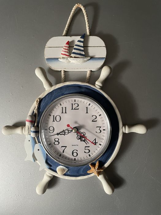 Relógio de Parede Náutico Barco e Roda a pilhas