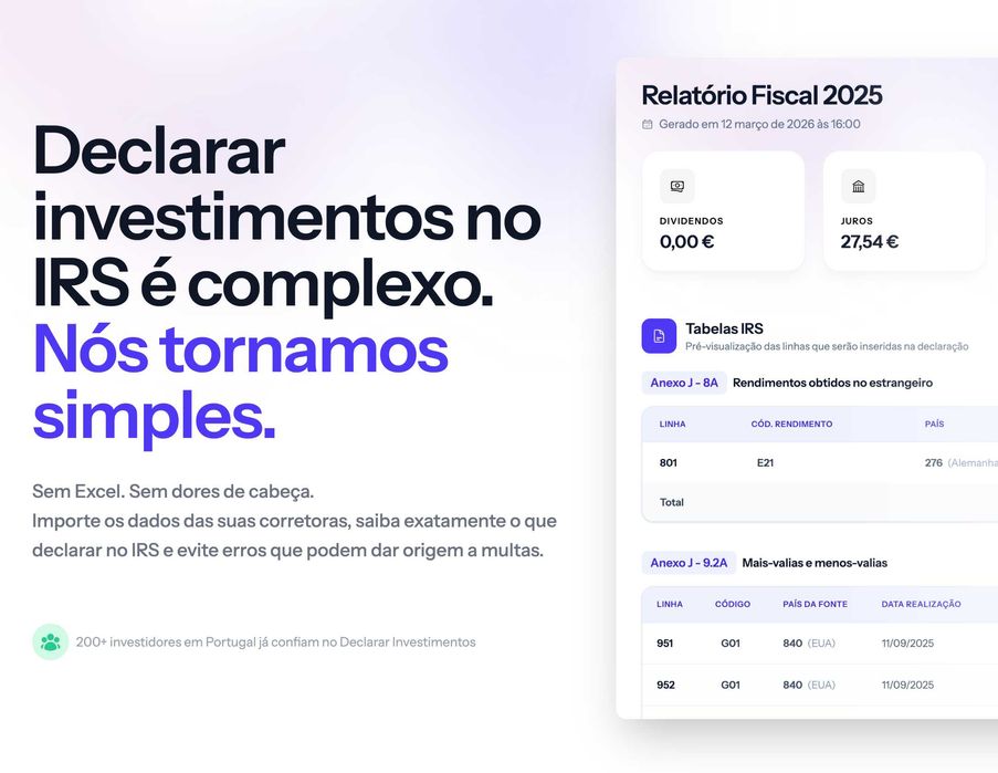 Declarar Investimentos no IRS - Serviço Online