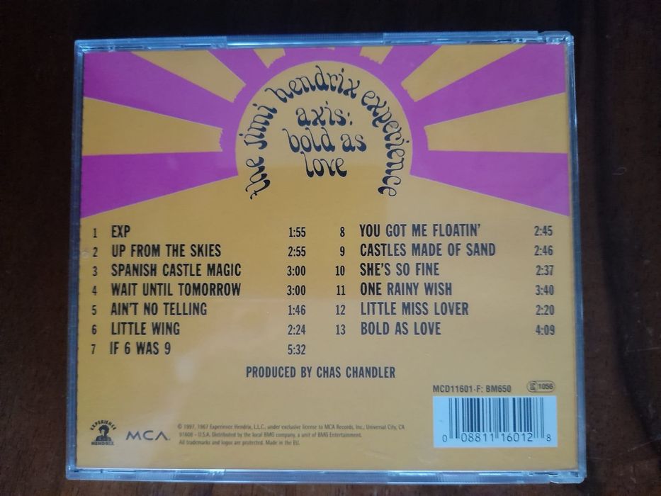 CD Jimi Hendrix " Axis Bold As Love " de 1967