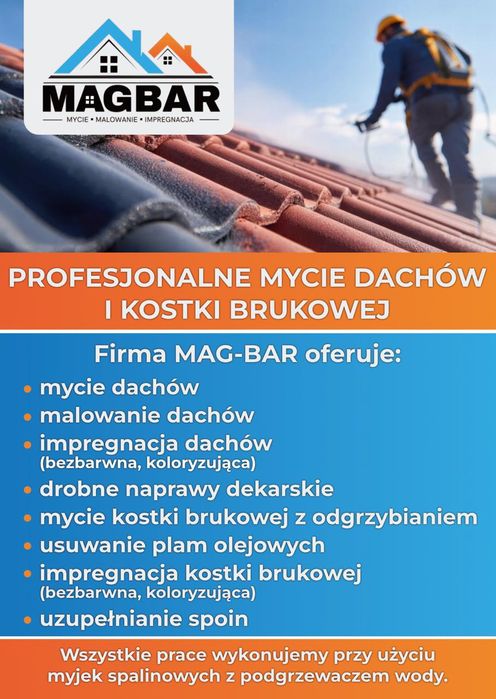 Malowanie dachów, mycie dachów, kostki, elewacji