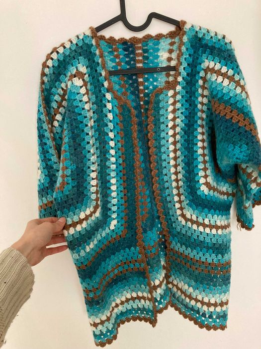 Cardigan - casaco de la  malha feito em mao