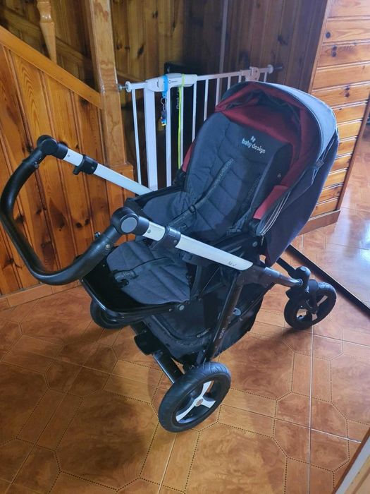 Wózek 2w1 Baby Design Husky gondola spacerówka szaro-wiśniowy