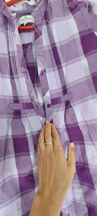 Koszula w kratę fiolet tom tailor tunika S XS