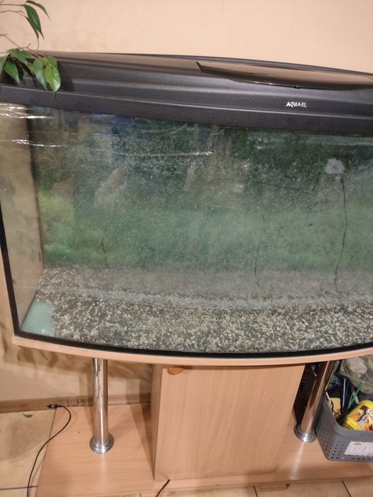 Akwarium z wyposażeniem, że szafką