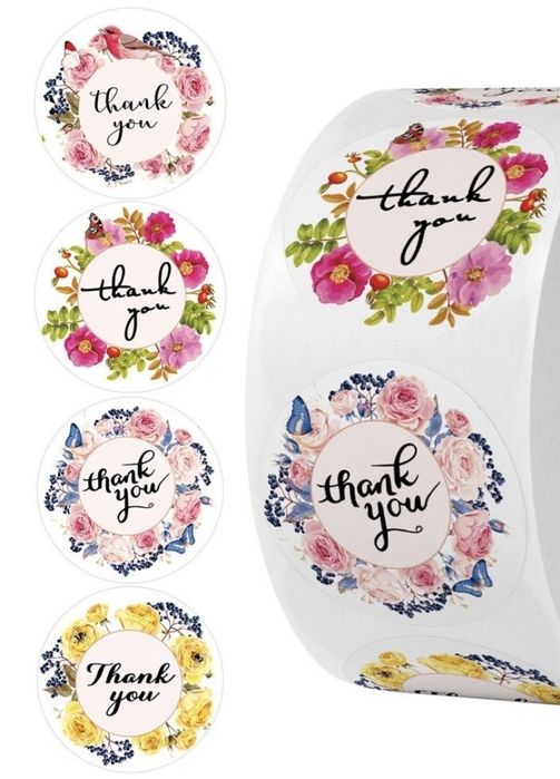 NAKLEJKI ozdobne samoprzylep. THANK YOU 2,5cm 10+1