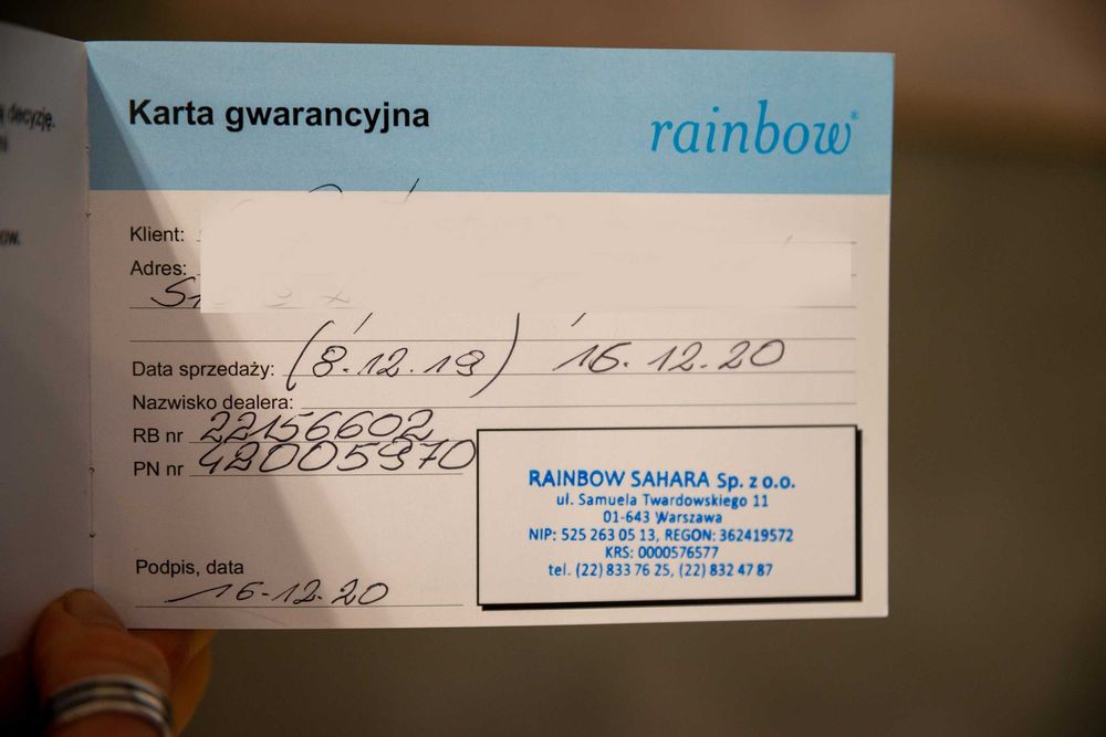 RAINBOW SRX uzywany rok turbo szczotki gratis /odk.wodny dla alergików