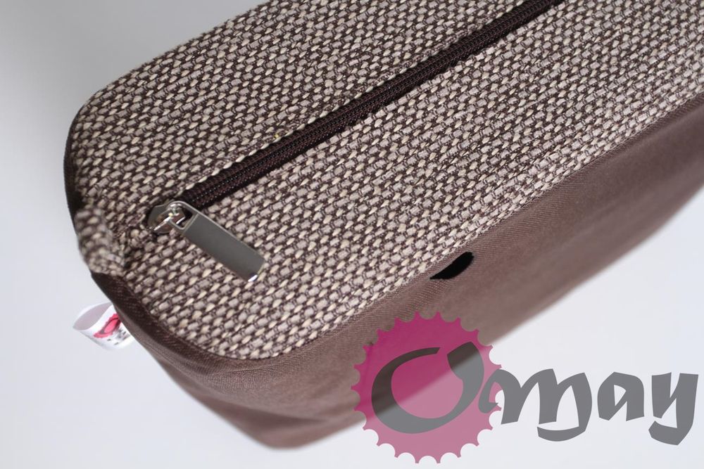 Brązowy organizer do OBAG STANDARD +OPASKA plecionka beż OMAY