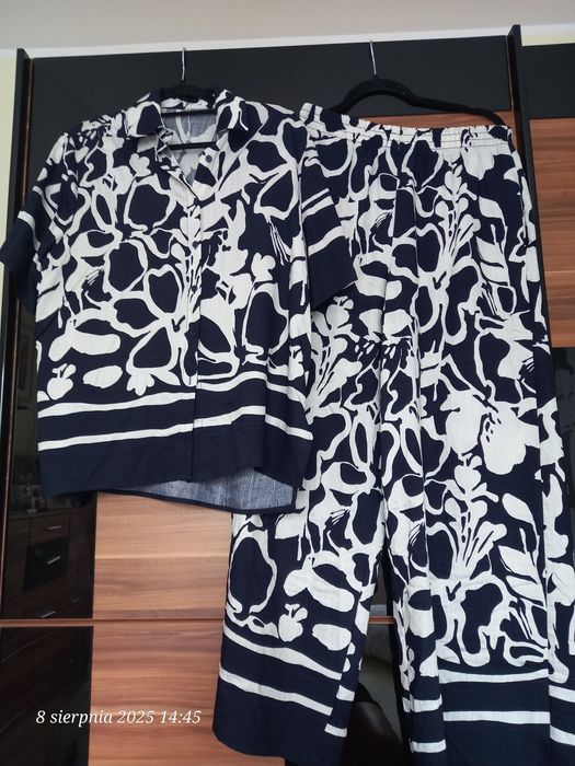 Piękny letni włoski komplet koszula i spodnie L/XL