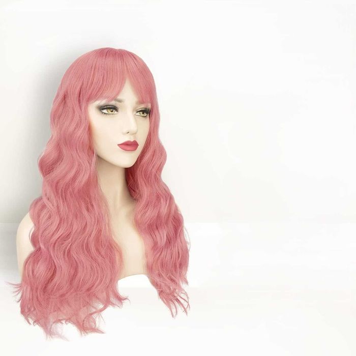 BARSDAR Długa Falowana Peruka z Grzywką 65 cm