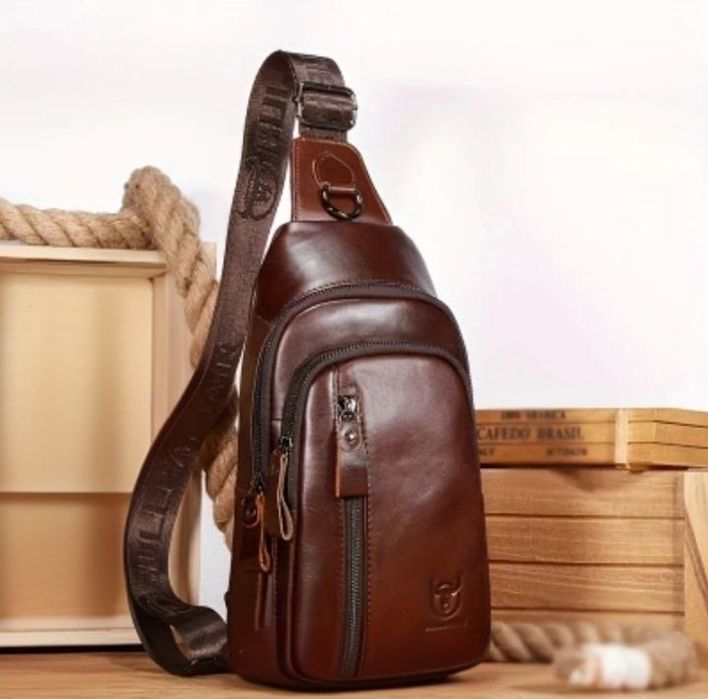Сумка слінг шкіряна чоловіча BULLCAPTAIN
