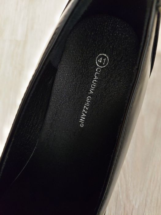 Czarne skórzane mokasyny półbuty na platformie DEICHMANN