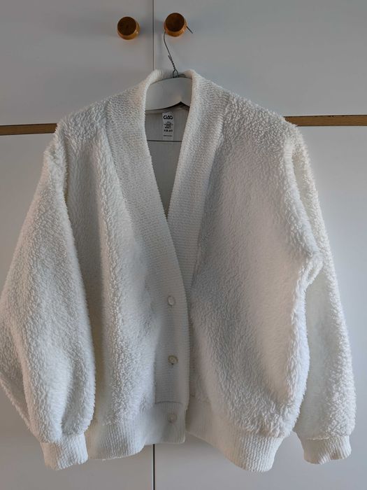 Sweter damski, biały, ciepły/ typu baranek