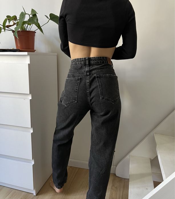 Czarne mom jeansy/denim Bershka 38/M
