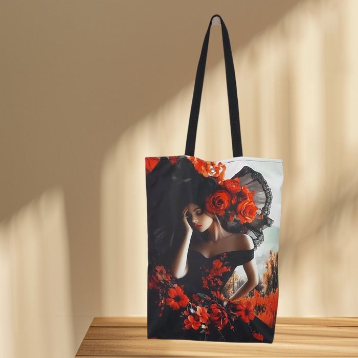 Torba zakupowa, plażowa, dziewczyna, kobieta, kwiaty, wodoodporna