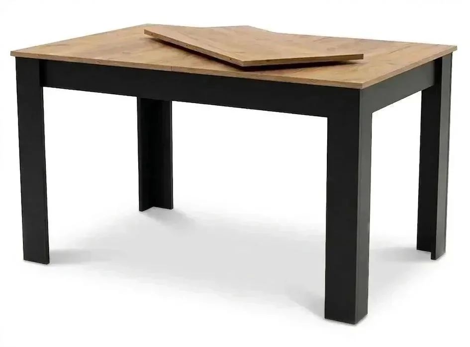 NOWY Stół Rozkładany 120/160x80 cm Duży z Krzesłami Do Kuchni Jadalni Salonu Stół Dąb Craft Czarny i Krzesła Kuchenny Meble do Domu Zestaw Komplet FV!