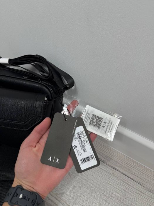 Чоловіча сумка Armani Exchange чорна Барсетка армані ексчейндж Сумка через плече A | X