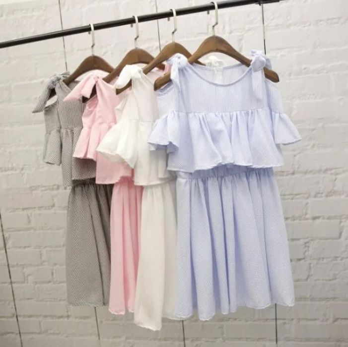 Damska zwiewna modna letnia sukienka Boho falbanka S