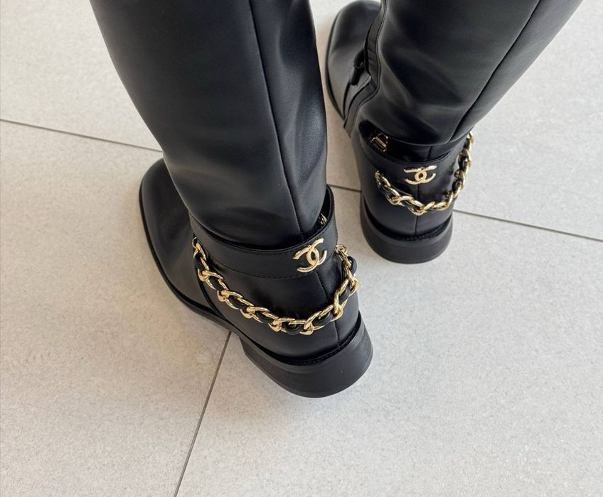 Чоботи високі Chanel шкіра розмір 39-24,5см