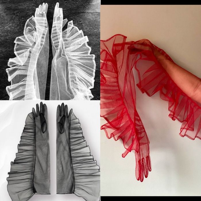 Довгі рукавички з оксамиту Чорні Білі Червоні