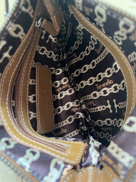 Tignanello nowa włoska mini torebka na ramię skóra karmel