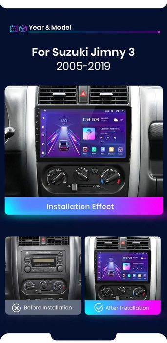 Rádio android Suzuki Jimny 3 (2005 a 2019) 9 Polegadas CarPlay GPS 2/32GB Novo