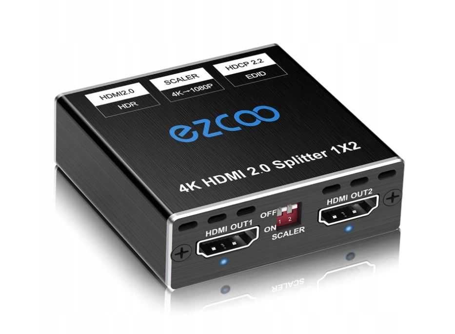 Ezcootech Rozdzielacz Hdmi 1 in 2 Out 4K 60 Hz